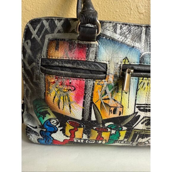 “Biacci Hand-Painted Genuine Leather Tote Bag – Artist Studio Design – - Picture 5 of 16